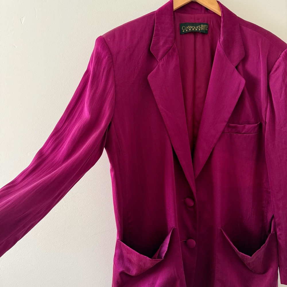 SOLD 100% Silk Vintage Fuchsia Blazer